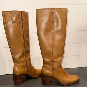 Tan faux Leather Knee-High Boots